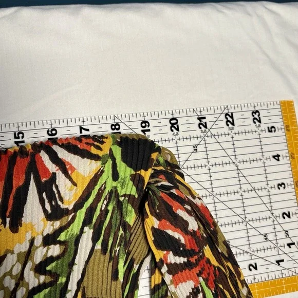 Signature Larry Levine Womens‎ Button Up Top Size L Botanical Artsy Earthy - Picture 4 of 7